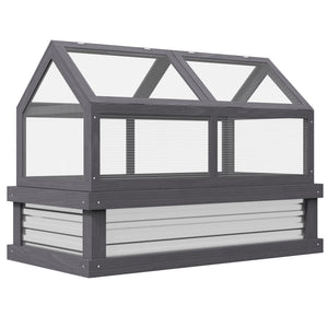 Wooden Cold Frame Greenhouse, Raised Garden Bed with Polycarbonate Greenhouse, Flower Planter Protection, 48" x 24" x 32", Grey