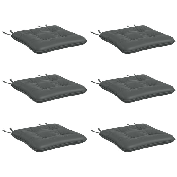 6-Piece Patio Chair Cushions Pillows, Seat Replacement Patio Cushions Set with Ties, Button Tufted for Indoor Outdoor Garden Furniture, Charcoal Grey