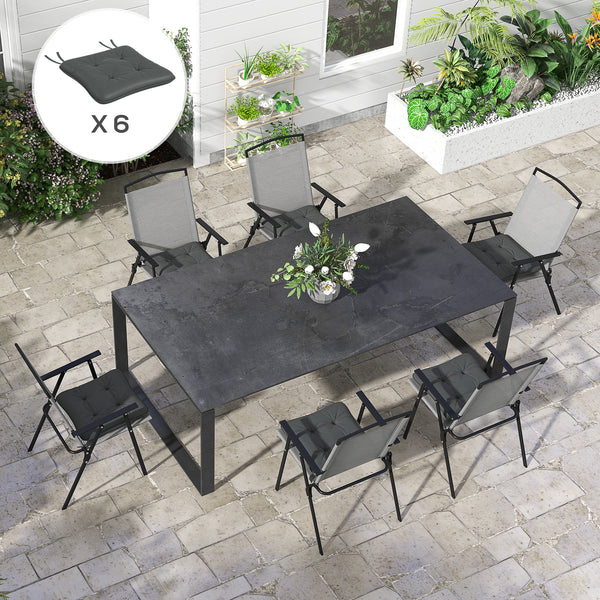 6-Piece Patio Chair Cushions Pillows, Seat Replacement Patio Cushions Set with Ties, Button Tufted for Indoor Outdoor Garden Furniture, Charcoal Grey