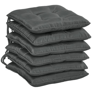 6-Piece Patio Chair Cushions Pillows, Seat Replacement Patio Cushions Set with Ties, Button Tufted for Indoor Outdoor Garden Furniture, Charcoal Grey