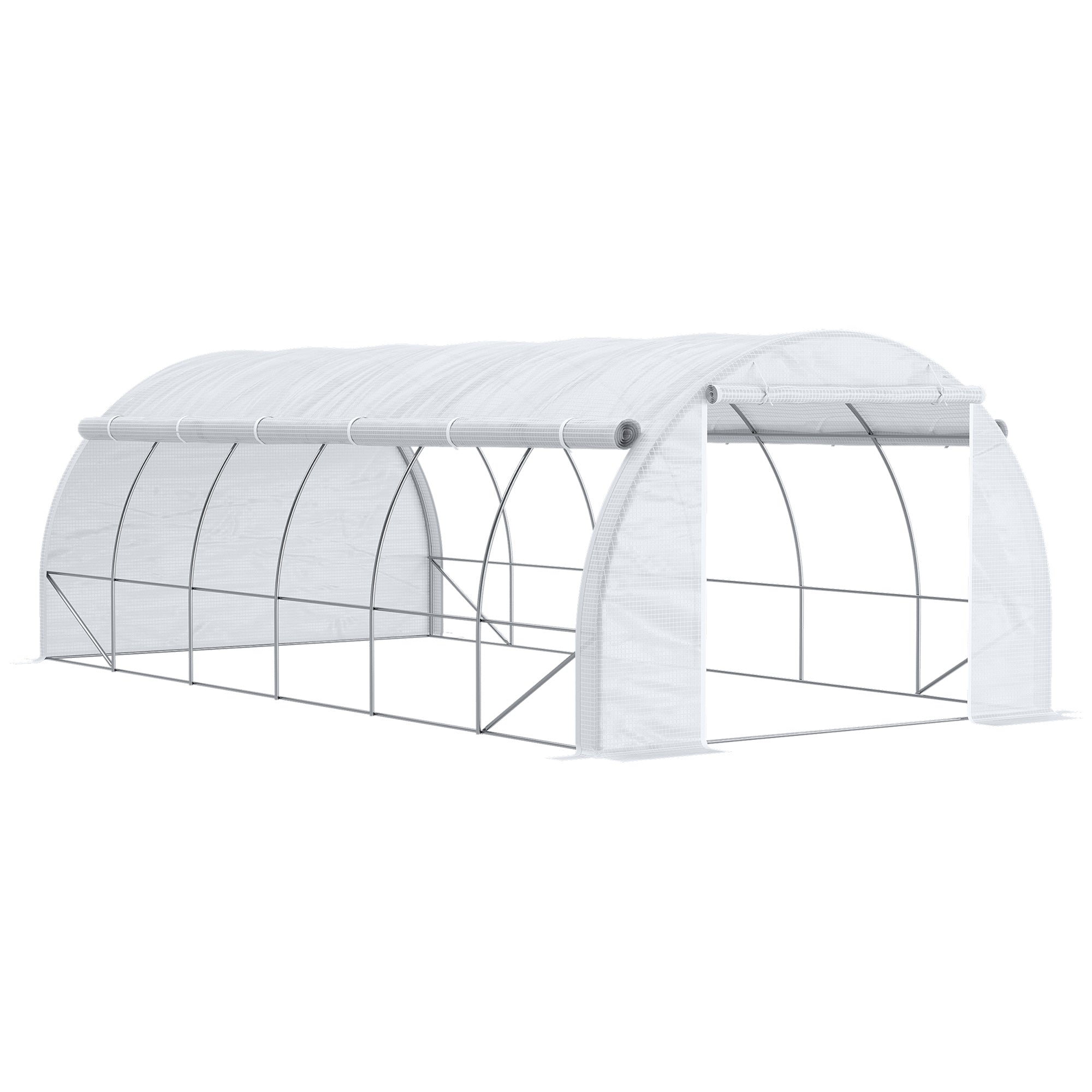 outdoor greenhouse tent Outsunny Large Walk-in Greenhouse, 20'x10'x6' Tunnel Greenhouse with Zippered Door and 12 Roll-up Windows, Outdoor Green House for Garden Plant,