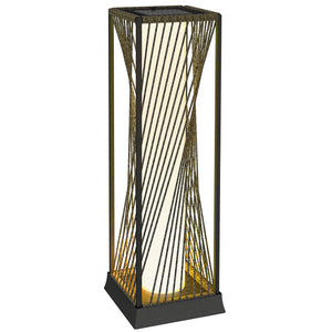 Rattan Solar Floor Lamp, Solar Powered Outdoor Lamp with Auto On/Off LED Lights, IP44 Waterproof, Decorative Outdoor Lantern for Patio, Porch, Pathway, Grey