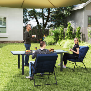 Set of 2 Outdoor Dining Chairs, Folding Patio Chair with Adjustable Backrest, Padded Folding Chairs for Outdoor Events, Blue