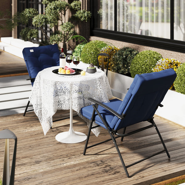 Set of 2 Outdoor Dining Chairs, Folding Patio Chair with Adjustable Backrest, Padded Folding Chairs for Outdoor Events, Blue