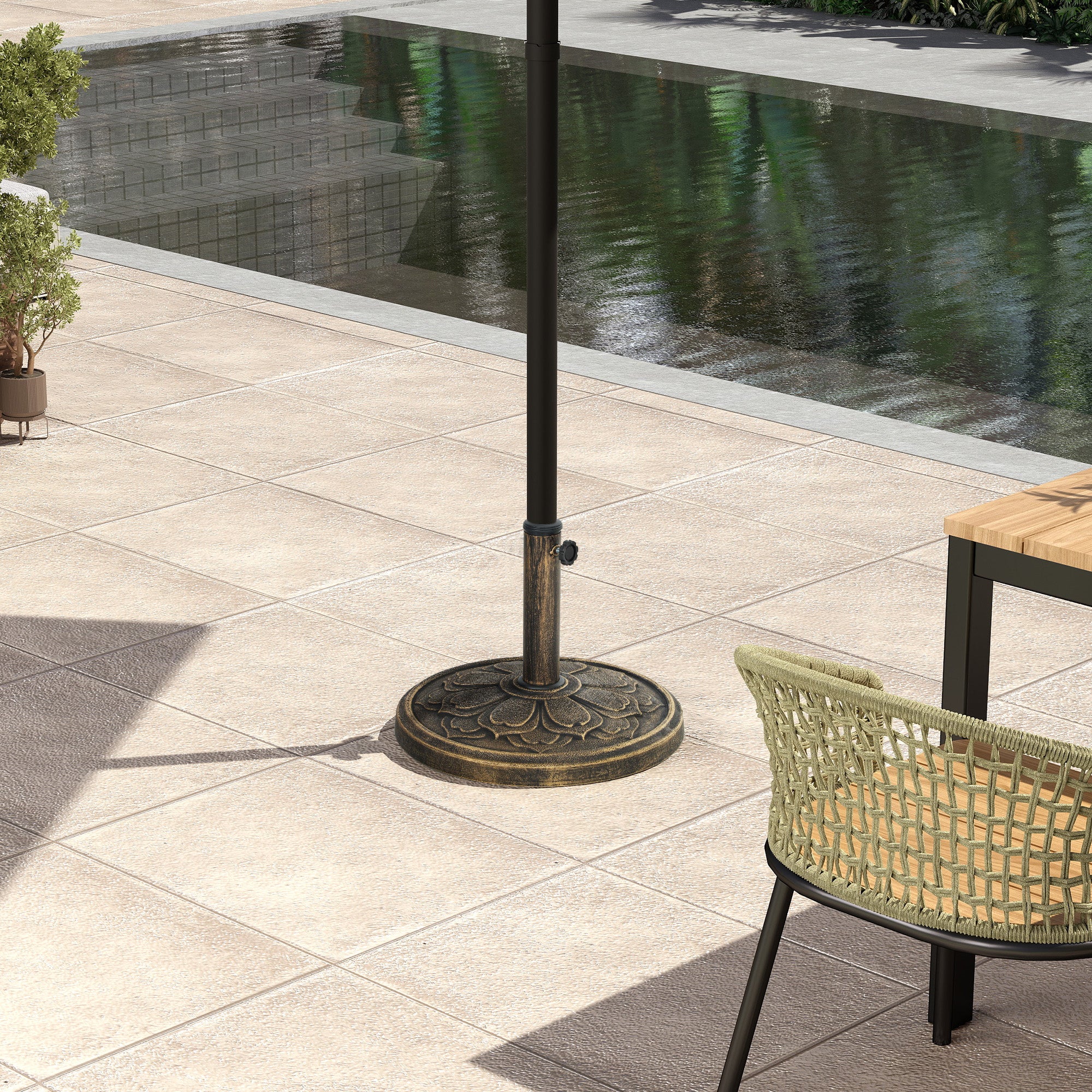 Outsunny Sturdy 26 lbs Bronze Patio Umbrella Base for Any Outdoor