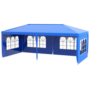 Outsunny 10' x 20' Large Party Tent, Outdoor Event Shelter, Gazebo Canopy with 4 Removable Window Sidewalls for Weddings, Blue