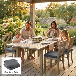 Outdoor Chair Seat Cushions Set of 2, Garden Chair Cushions with 7cm Thick Foam & Ties, Water Repellent and UV Resistant Covers for Patio Furniture 40x40cm, Dark Grey