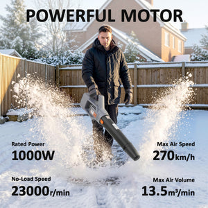 Leaf Blower Cordless with 2 x 4000mAh Batteries & Charger, 36V Lightweight Garden Blower with 1000W Brushless Motor, Turbo Boost and 3 Speed Levels for Leaves, Snow, Dust, Debris Removal