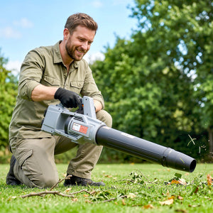 Leaf Blower Cordless with 2 x 4000mAh Batteries & Charger, 36V Lightweight Garden Blower with 1000W Brushless Motor, Turbo Boost and 3 Speed Levels for Leaves, Snow, Dust, Debris Removal