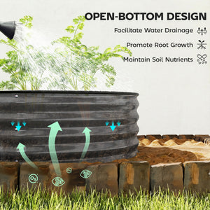 Galvanised Raised Beds for Garden, Metal Elevated Planter Box with Safety Edging, Easy DIY for Growing Flowers, Herbs, Succulents, 180 x 90 x 30cm, Dark Grey