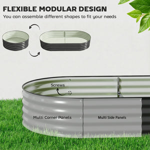 Galvanised Raised Beds for Garden, Metal Elevated Planter Box with Safety Edging, Easy DIY for Growing Flowers, Herbs, Succulents, 180 x 90 x 30cm, Dark Grey