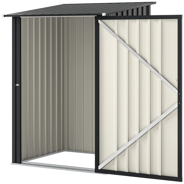 3.3ft x 3.4ft Lean to Garden Shed, Metal Outdoor Storage Shed with Single Lockable Door, Tool Storage Shed for Garden, Patio, Dark Grey