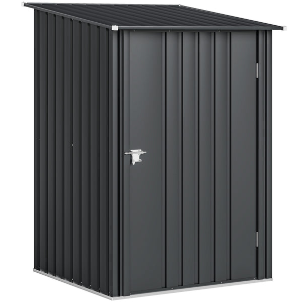 3.3ft x 3.4ft Lean to Garden Shed, Metal Outdoor Storage Shed with Single Lockable Door, Tool Storage Shed for Garden, Patio, Dark Grey
