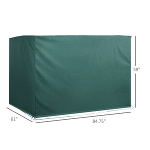 Outsunny 3-Seater Patio Swing Cover, Outdoor Garden Furniture Protection Hammock Cover, Waterproof Dustproof Windproof Anti-UV, 85" X 61" X 59", Dark Green