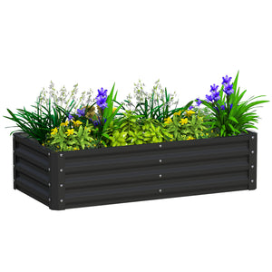 4' x 2' x 1' Raised Garden Bed, Galvanized Steel Planter Box for Vegetables, Flowers, Herbs, Black
