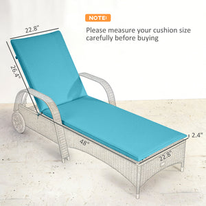 Outdoor Lounge Chair Cushion Set of 2, UPF50+ 200gsm Fabric and 25D High-Density Foam, Foldable Patio Chaise Lounge Cushion Set, Fade Resistant for Lawn Pool, 76" x 23", Light Blue