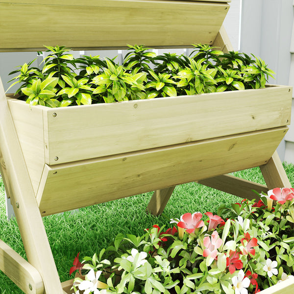 3 Tier Raised Garden Bed, 26" x 30" x 30" Vertical Wooden Elevated Planter Box Kit for Flowers, Vegetables, Herbs, Light Green