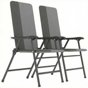 Folding Patio Chairs Set of 2, Padded High Back Folding Lawn Chairs with Armrests, 600D Oxford Fabric, Portable Outdoor Camping Chair Set for Deck, Garden, Backyard, Light Gray