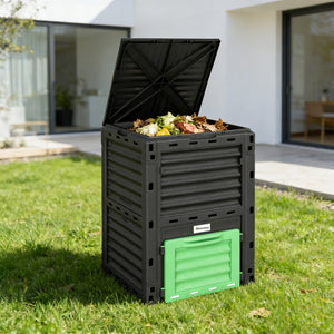 Garden Compost Bin 80 Gallon Outdoor Large Capacity Composter Fast Create Fertile Soil Aerating Box, Easy Assembly, Green