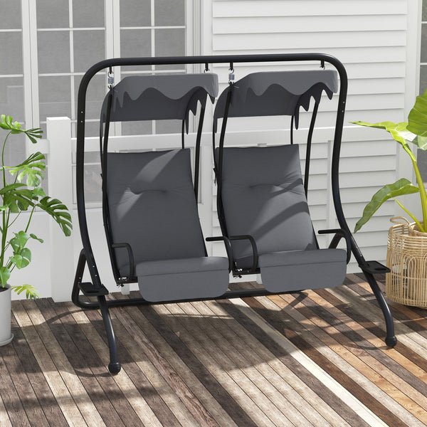 Separate Chair Outsunny Modern Swing Chair with 2 Separate Chairs, Cushions ...