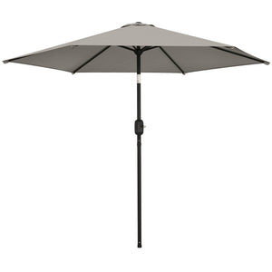 2.6 m Garden Parasol Umbrella with Aluminium Pole, Outdoor Table Market Patio Umbrella Sun Shade with Tilt and Crank, Vent, Light Grey