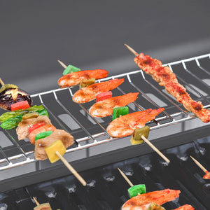 6+1 Burner Gas BBQ Grill, Outdoor Barbecue Trolley with Wheels, Warming Rack, Side Shelves, Cabinet, Thermometer for Garden, Party, Camping, 135 x 51.5 x 100cm, Grey