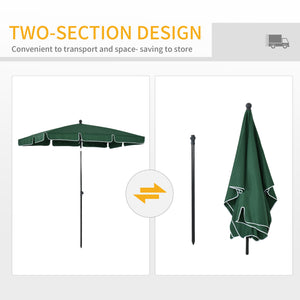 6.5x4ft Rectangle Patio Umbrella Aluminum Tilt Adjustable Garden Parasol Sun Shade Outdoor Canopy Green