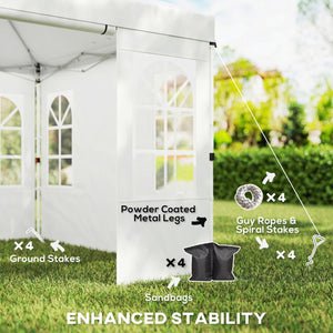 9.6 x 9.6 ft Pop Up Canopy Tent with Sidewalls, One Button Push Setup, UPF50+ Outdoor Portable Instant Canopy Shelter with Carry Bag, Sandbags, Adjustable Height for Parties Events, White