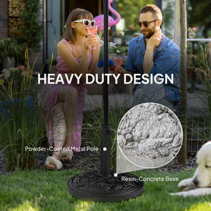 Round Patio Umbrella Base, 46 lbs Resin Umbrella Base with Wheels, Outdoor Umbrella Stand for 1.3"/1.5"/1.9" Umbrella Poles for Outdoor, Lawn, Poolside, Black