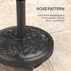 Round Patio Umbrella Base, 46 lbs Resin Umbrella Base with Wheels, Outdoor Umbrella Stand for 1.3"/1.5"/1.9" Umbrella Poles for Outdoor, Lawn, Poolside, Black