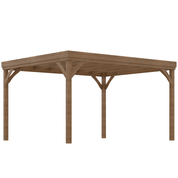 10' x 12' Outdoor Pergola, Wood Gazebo Grape Trellis with Stable Structure and Concrete Anchors, for Climbing Plant Support, Garden, Patio, Backyard, Deck, Brown