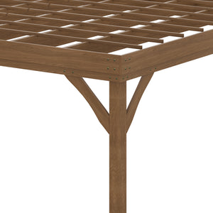 10' x 12' Outdoor Pergola, Wood Gazebo Grape Trellis with Stable Structure and Concrete Anchors, for Climbing Plant Support, Garden, Patio, Backyard, Deck, Brown