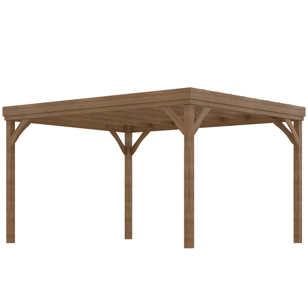 10' x 12' Outdoor Pergola, Wood Gazebo Grape Trellis with Stable Structure and Concrete Anchors, for Climbing Plant Support, Garden, Patio, Backyard, Deck, Brown