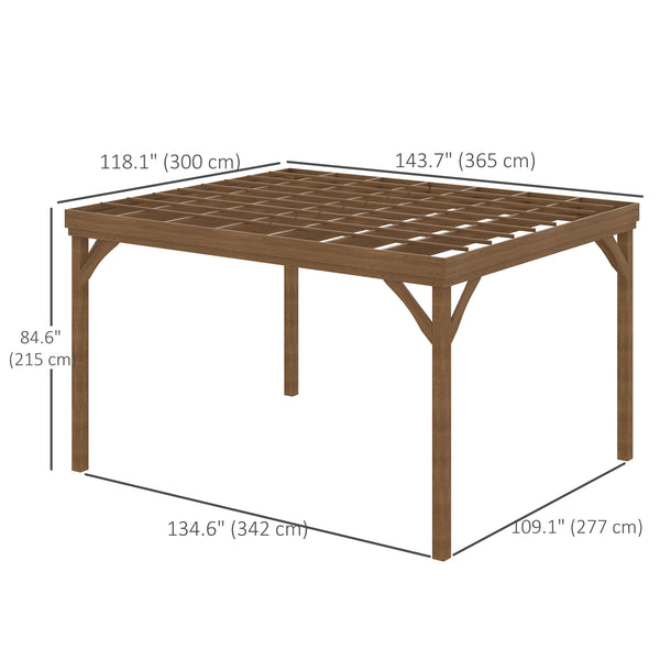 10' x 12' Outdoor Pergola, Wood Gazebo Grape Trellis with Stable Structure and Concrete Anchors, for Climbing Plant Support, Garden, Patio, Backyard, Deck, Brown