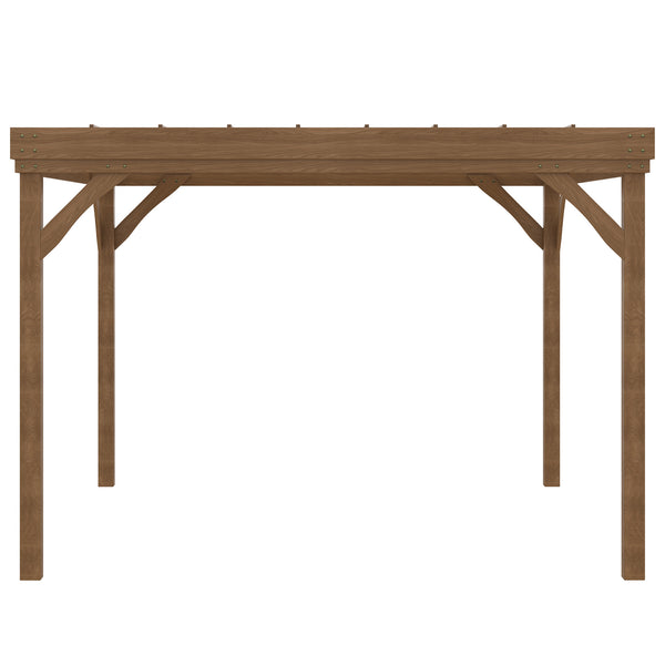 10' x 12' Outdoor Pergola, Wood Gazebo Grape Trellis with Stable Structure and Concrete Anchors, for Climbing Plant Support, Garden, Patio, Backyard, Deck, Brown