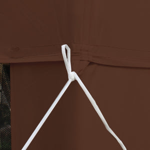 10' x 10' Canopy Tent, Party Tent with Mesh Netting and Double Tier Roof for Backyard, Garden, Patio, Outdoor, Brown