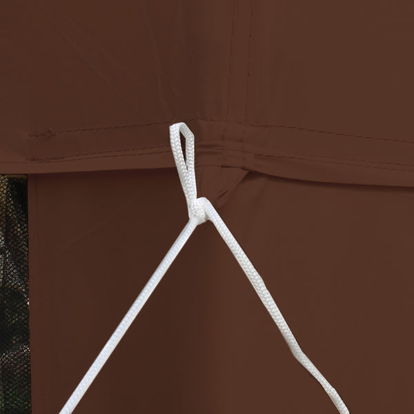 10' x 10' Canopy Tent, Party Tent with Mesh Netting and Double Tier Roof for Backyard, Garden, Patio, Outdoor, Brown