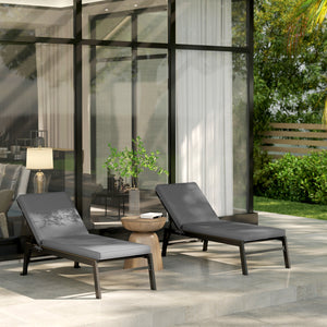 Chaise Lounge Cushions Outdoor Set of 2, Fade Resistant, 72 x 21 x 3 In Sun Lounger Replacement Cushions, Patio Lounge Chair Pads with Removable Cover for Pool, Beach, Deck, Lawn, Gray