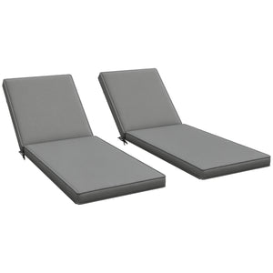 Chaise Lounge Cushions Outdoor Set of 2, Fade Resistant, 72 x 21 x 3 In Sun Lounger Replacement Cushions, Patio Lounge Chair Pads with Removable Cover for Pool, Beach, Deck, Lawn, Gray
