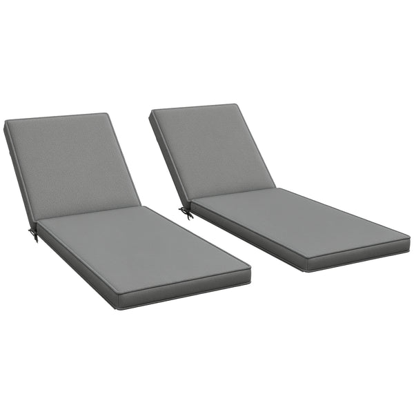 Chaise Lounge Cushions Outdoor Set of 2, Fade Resistant, 72 x 21 x 3 In Sun Lounger Replacement Cushions, Patio Lounge Chair Pads with Removable Cover for Pool, Beach, Deck, Lawn, Gray