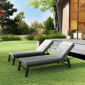 Chaise Lounge Cushions Outdoor Set of 2, Fade Resistant, 72 x 21 x 3 In Sun Lounger Replacement Cushions, Patio Lounge Chair Pads with Removable Cover for Pool, Beach, Deck, Lawn, Gray