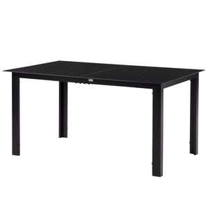 Outdoor Dining Table for 6, Aluminium Rectangular Garden Table with Tempered Glass Tabletop for Yard, Deck, Patio, 150 x 90 x 74 cm, Black