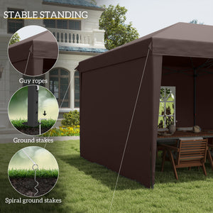 Outsunny 10' x 20' Pop Up Canopy Tent with 4 Sidewalls, Heavy Duty Tents for Parties, Outdoor Instant Gazebo with Carrying Bag for Garden, Patio, Coffee