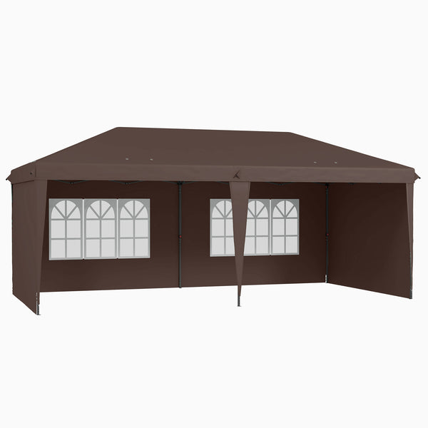 Outsunny 10' x 20' Pop Up Canopy Tent with 4 Sidewalls, Heavy Duty Tents for Parties, Outdoor Instant Gazebo with Carrying Bag for Garden, Patio, Coffee