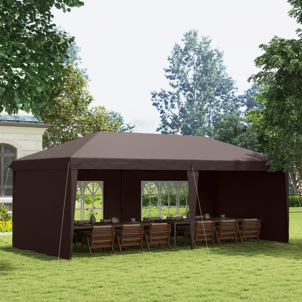 Outsunny 10' x 20' Pop Up Canopy Tent with 4 Sidewalls, Heavy Duty Tents for Parties, Outdoor Instant Gazebo with Carrying Bag for Garden, Patio, Coffee