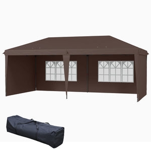 Outsunny 10' x 20' Pop Up Canopy Tent with 4 Sidewalls, Heavy Duty Tents for Parties, Outdoor Instant Gazebo with Carrying Bag for Garden, Patio, Coffee