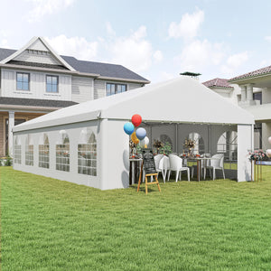 16'x32' Heavy Duty Large Party Tent & Carport with Removable Sidewalls, Windows, Portable Garage Canopy Tent, Sun Shade Shelter for Parties Wedding Outdoor Events, White