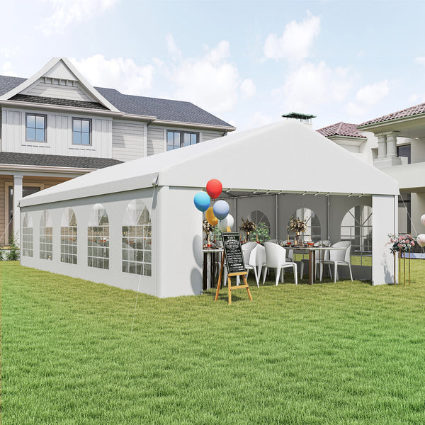 16'x32' Heavy Duty Large Party Tent & Carport with Removable Sidewalls, Windows, Portable Garage Canopy Tent, Sun Shade Shelter for Parties Wedding Outdoor Events, White