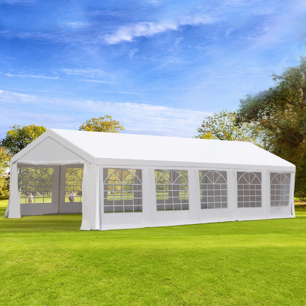 Outsunny 16' x 32' Heavy Duty Party Tent & Carport with Removable Sidewalls and Double Doors, Large Canopy Tent, Sun Shade Shelter, for Parties, Wedding, Outdoor Events, BBQ, White