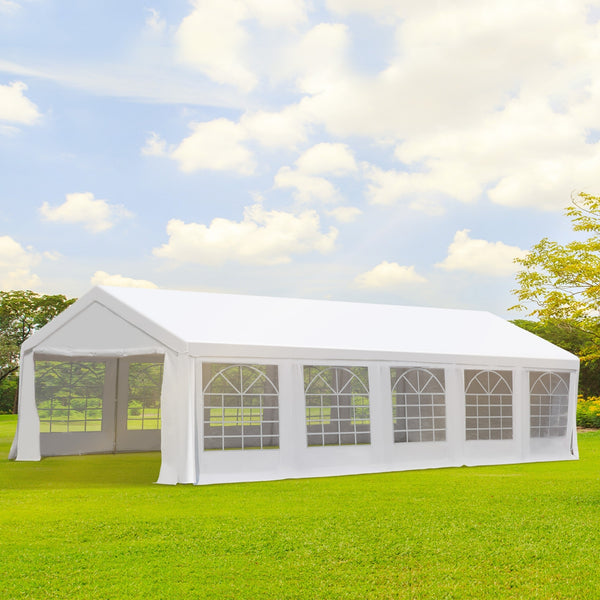 Outsunny 16' x 32' Heavy Duty Party Tent & Carport with Removable Sidewalls and Double Doors, Large Canopy Tent, Sun Shade Shelter, for Parties, Wedding, Outdoor Events, BBQ, White